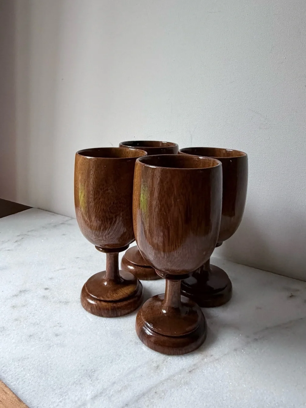 Waikiki Woods Monkey Pod Hawaii Vintage 6” Goblets Lot of 4…